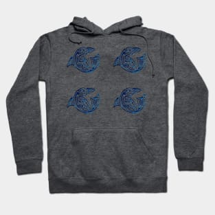 Four blue dolphins, tattoo Hoodie